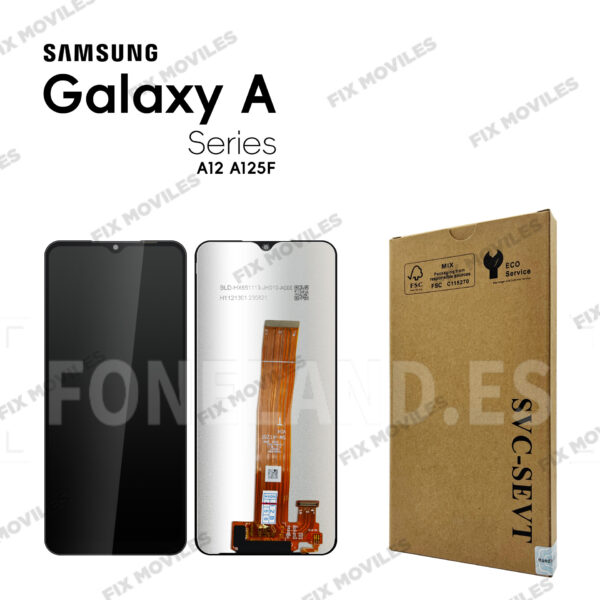 Pantalla Samsung Galaxy A12 A125 Negra Sin Marco Completa «DTC» SERVICE PACK
