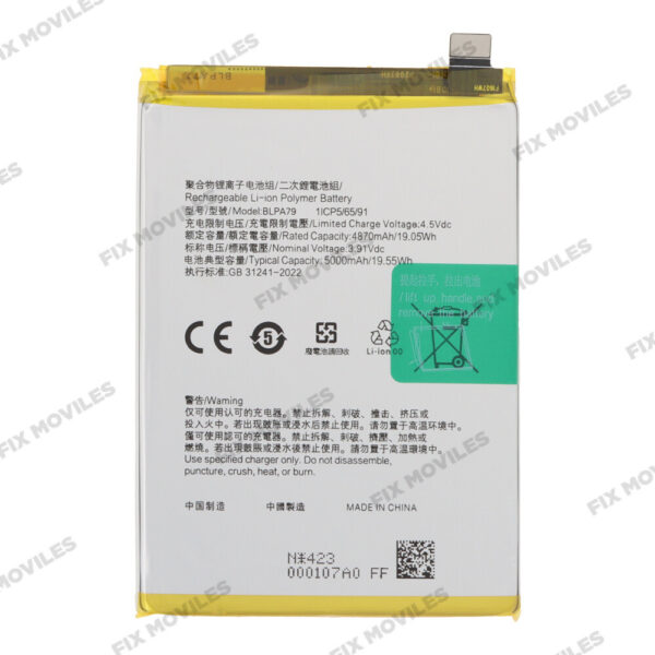 BLPA79 5000mAh Bateria para Oppo Reno12 F 5G CPH2637/Reno12 F 4G CPH2687 OEM