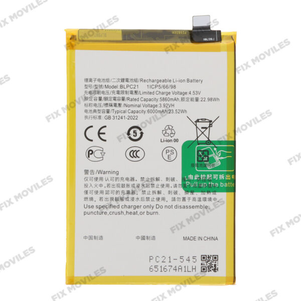 Batería para OPPO A5x 4G CPH2725 BLPC21 6000mAh