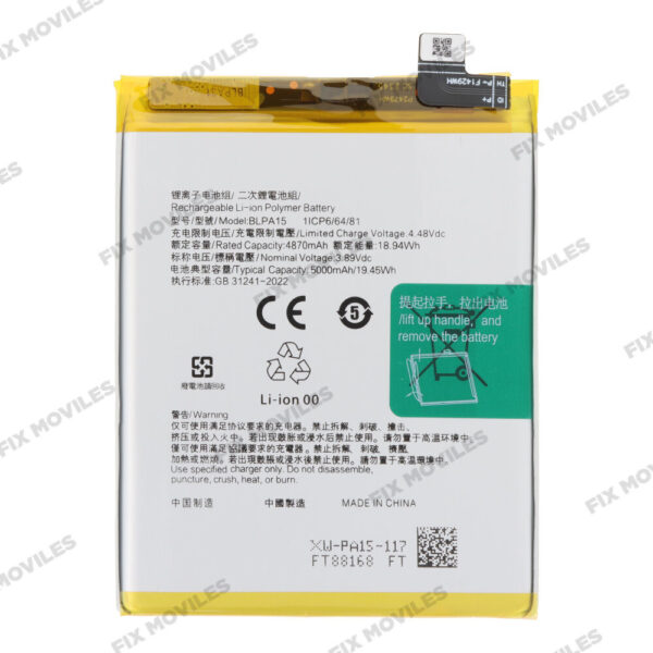 BLPA15 5000mAh Bateria para Oppo Reno11 CPH2599/Realme 11 Pro OEM without Logo