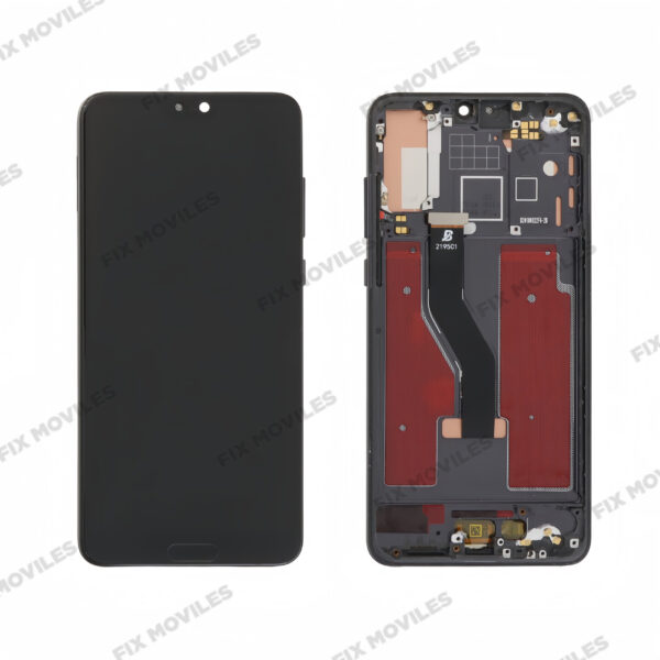 EllieTech Pantalla Huawei P20 Pro (CLT-L09, CLT-L29) Negro con Marco LCD+TACTIL Completo INCELL