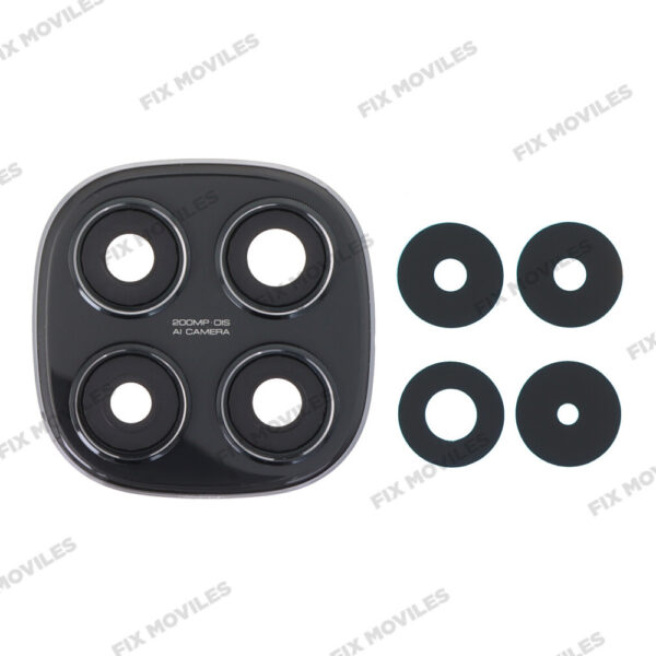 Lente Cristal Camara con Marco para Xiaomi Redmi Note 14 Pro 4G Negro