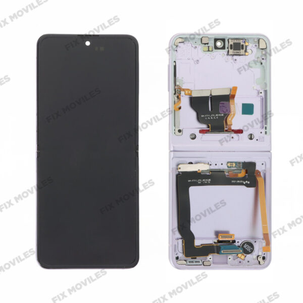 Pantalla Interior Samsung Z Flip 3 5G F711 Lila con Marco Original Completa SERVICE PACK