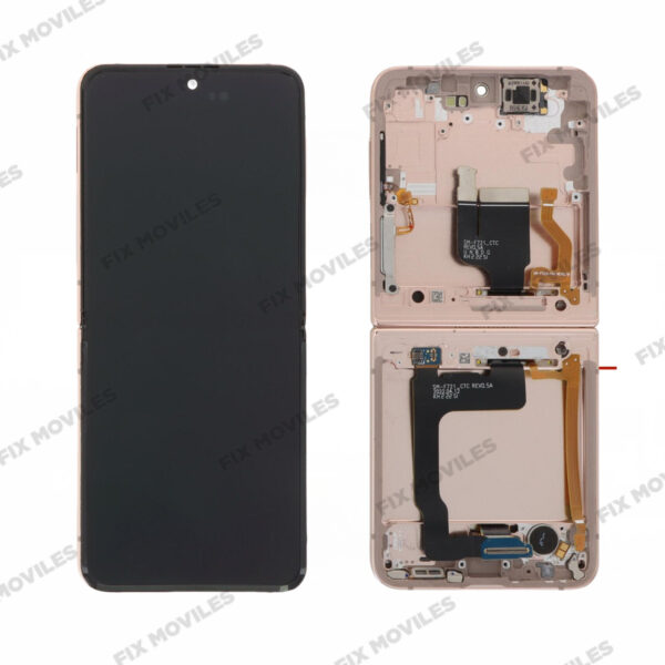 Pantalla Interior Samsung Z Flip 4 5G F721 Dorado / Rosa con Marco Original Completa SERVICE PACK