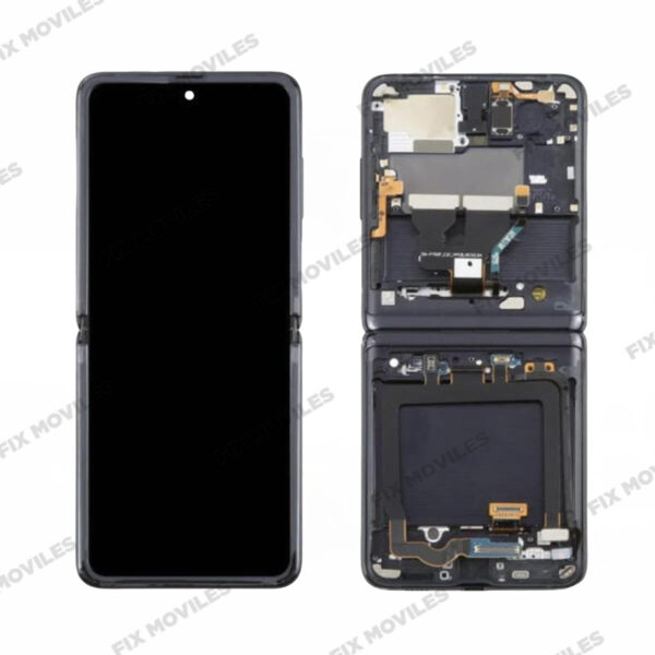 Pantalla Interior Samsung Z Flip F707 Negra/Gris con Marco Original Completa SERVICE PACK