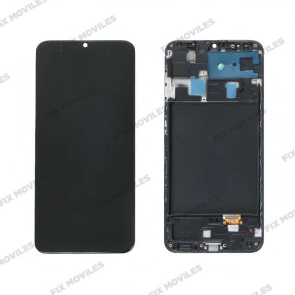 Pantalla Samsung A20 A205F Negra con Marco LCD+Táctil OLED