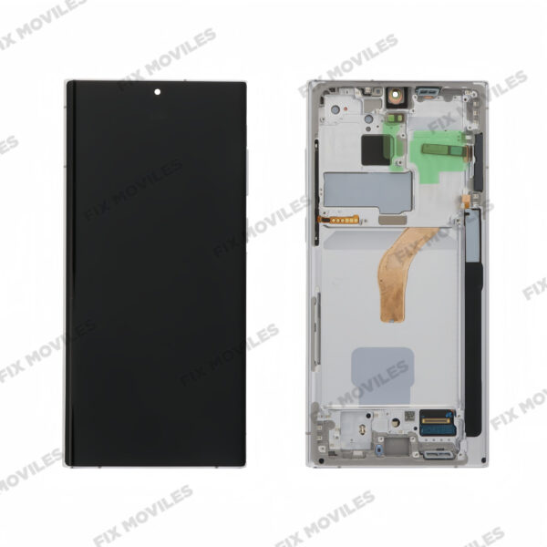 Pantalla Samsung S22 Ultra S908 Blanca con Marco Original Completa SERVICE PACK
