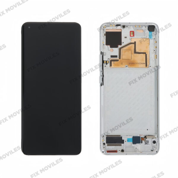 Pantalla Xiaomi Mi 11 5G Plateada CON MARCO Completa Tactil+LCD SERVICE PACK