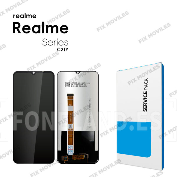 Pantalla OPPO Realme C21Y (RMX3261 RMX3263) / C25Y (RMX3265, RMX3268, RMX3269) Negra Completa LCD+Tactil SERVICE PACK