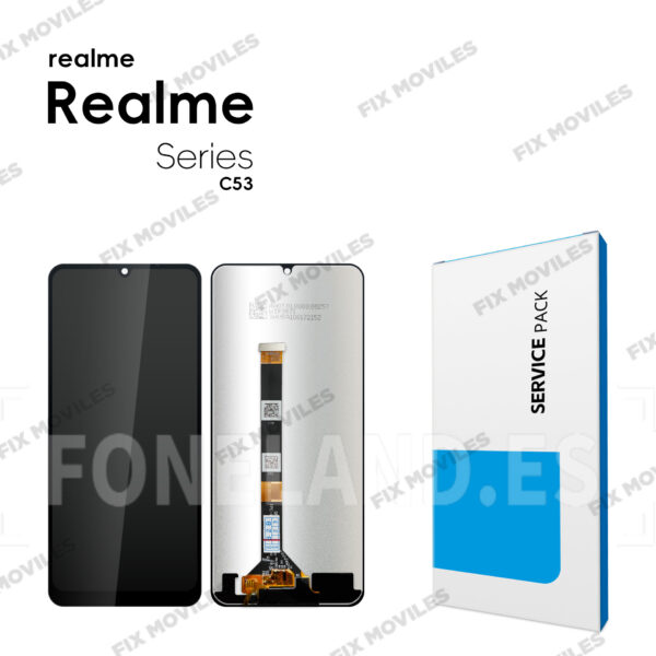 Pantalla Realme C53 (RMX3760) / C51 (RMX3830) / NARZO N53 (RMX3761) / Realme C60 / Realme Note 50 (RMX3834) (NF) Negra Completa LCD+Táctil SERVICE PACK