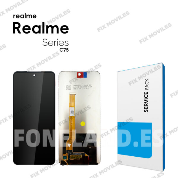 Pantalla Realme C75 Negro sin marco LCD+TACTIL COMPLETO SERVICE PACK