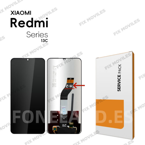 Pantalla Xiaomi Redmi 13C 4G (23100RN82L, 23106RN0DA, 23108RN04Y) / Poco C65 4G (2023) Negra Completa Original SIN MARCO SERVICE PACK (Version H-2)