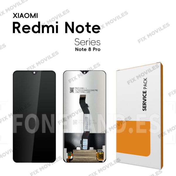 Pantalla Xiaomi Redmi Note 8 Pro Negra Completa Tactil+LCD SERVICE PACK