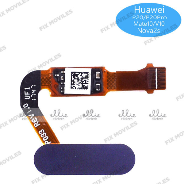 Flex de Home Boton con Lector de Huella para Huawei P20/ P20 Pro/ Mate 10/ V10/ Nova 2S Azul Oscuro