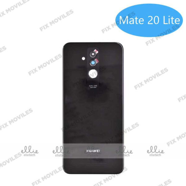 Tapa Trasera con lente de cristal para Huawei Mate 20 Lite Negra