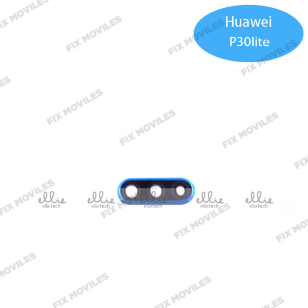 Lente Cristal Camara + Marco para Huawei P30 Lite Azul