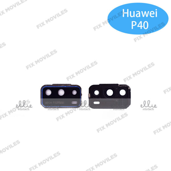 Lente Cristal Camara con Marco para Huawei P40 Azul