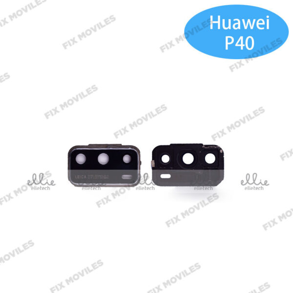 Lente Cristal Camara con Marco para Huawei P40 Negro