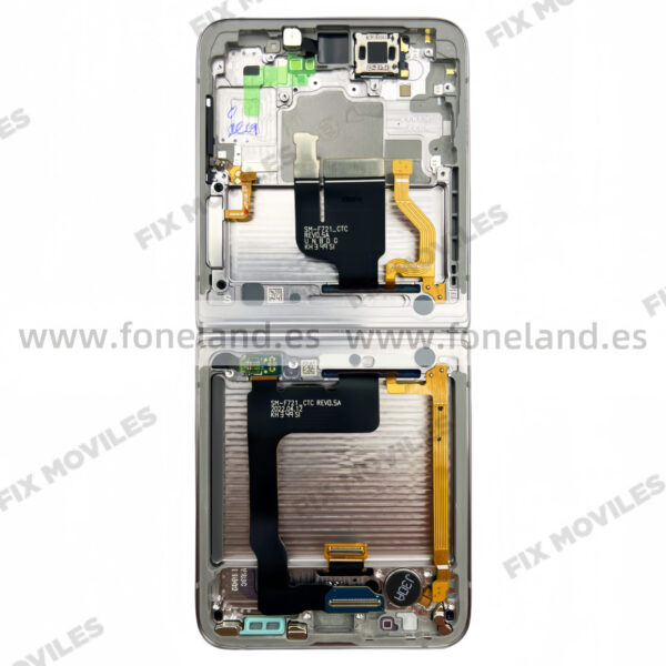Pantalla Interior Samsung Z Flip 4 5G F721 Plateada / Blanca con Marco Original Completa SERVICE PACK