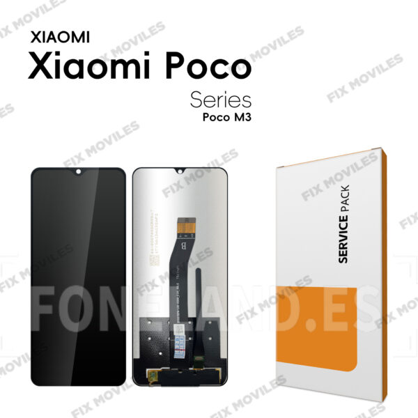 Pantalla Xiaomi Poco M3 / Redmi 9T / 9 Power / Redmi Note 9 4G Negra sin marco Completa LCD+Tactil SERVICE PACK