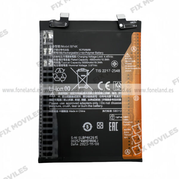 Batería Xiaomi Redmi Note 12 Pro 4G / Redmi Note 12 Pro 5G / Poco F5 / Poco X5 / Poco X5 Pro 5G BP4K