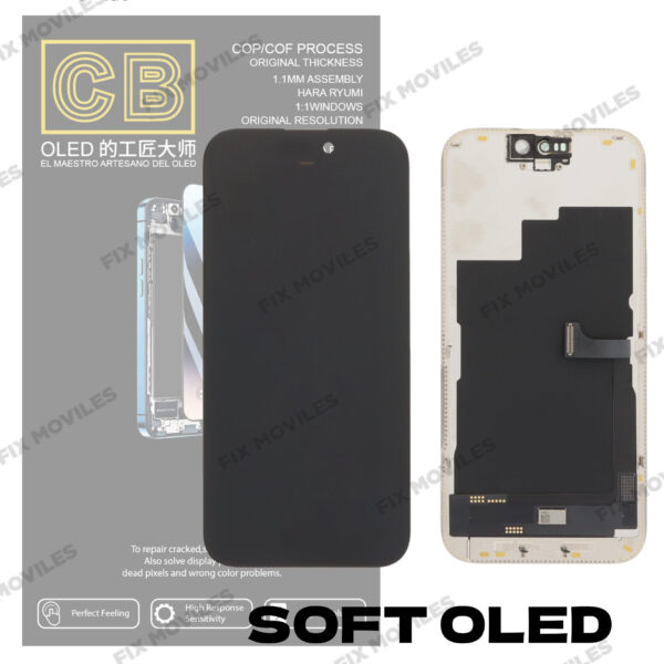 Pantalla âCB SOFT OLEDâiPhone 15 Pro 120HZ Control IC Reemplazable LCD+TACTIL Completo