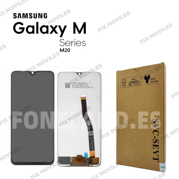 Pantalla Samsung Galaxy M20 2019 M205 Negra Completa SIN Marco Service Pack