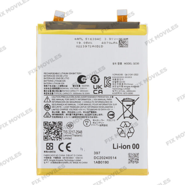 QC50 5000mAh Bateria para Motorola Edge 50 Fusion/Edge (2024) OEM without Logo