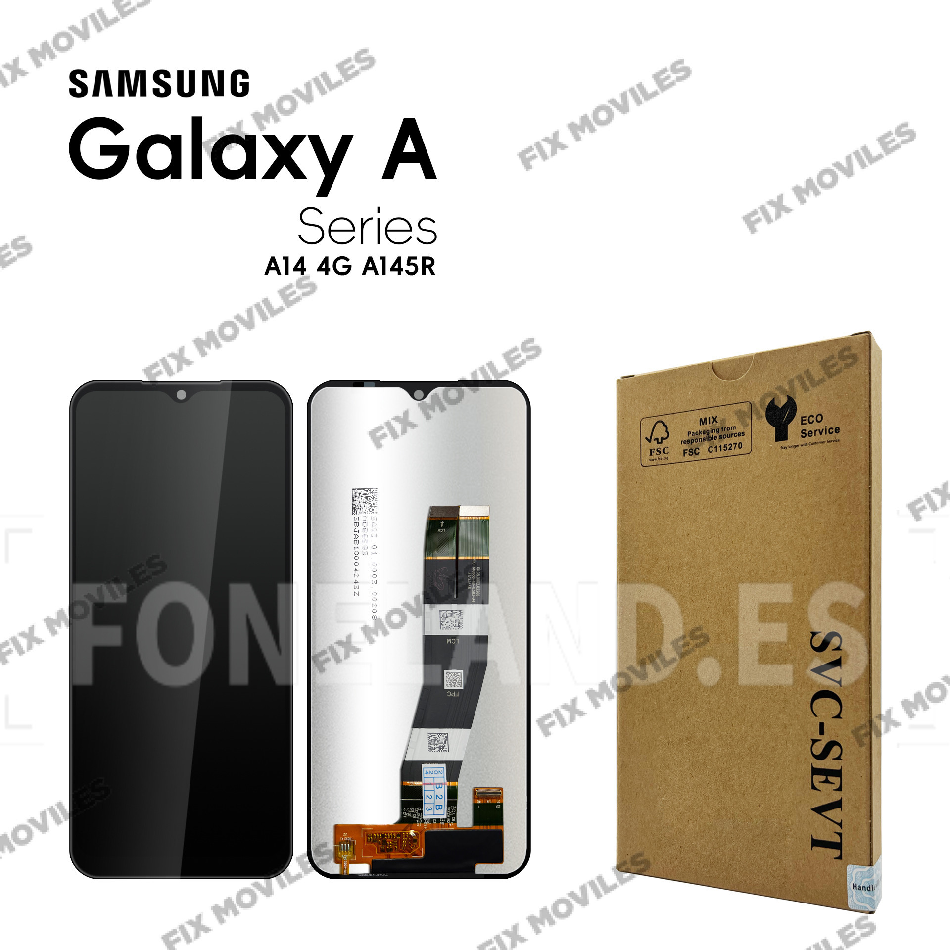 Pantalla Samsung A14 4G 2023 A145P / A145B / A145R Negro SMALL CONECTOR (Flex Negro) LCD+Táctil SERVICE PACK Pantalla Samsung A14 4G 2023 A145P / A145B / A145R Negro SMALL CONECTOR (Flex Negro) LCD+Táctil SERVICE PACK - Image 1