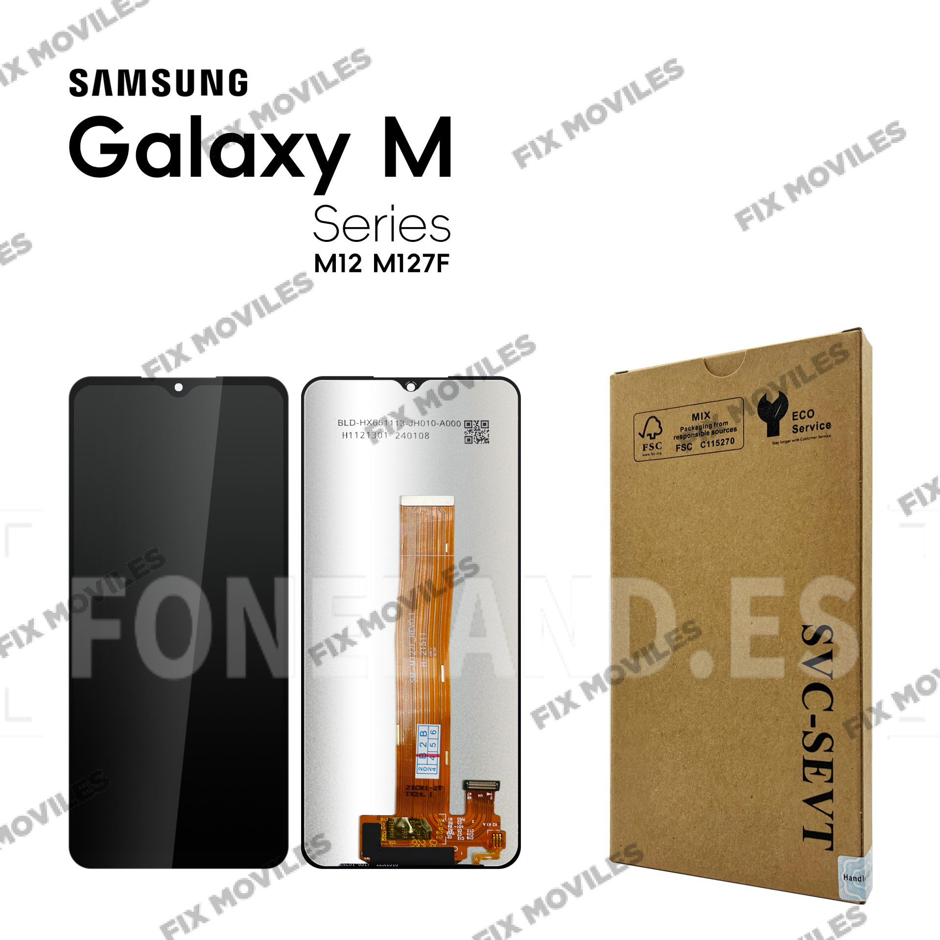 Pantalla Samsung GALAXY M12 M127 Negra SIN MARCO LCD+Tactil SERVICE PACK Pantalla Samsung GALAXY M12 M127 Negra SIN MARCO LCD+Tactil SERVICE PACK - Image 1